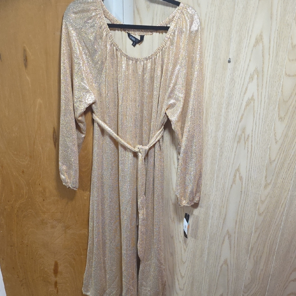 LuLaRoe Shimmering Gold Long Sleeve Dress